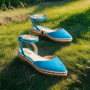 Anthropology Valeria Blue Suede Sandals Élyséss Size 36/US 6 Made In Spain $198